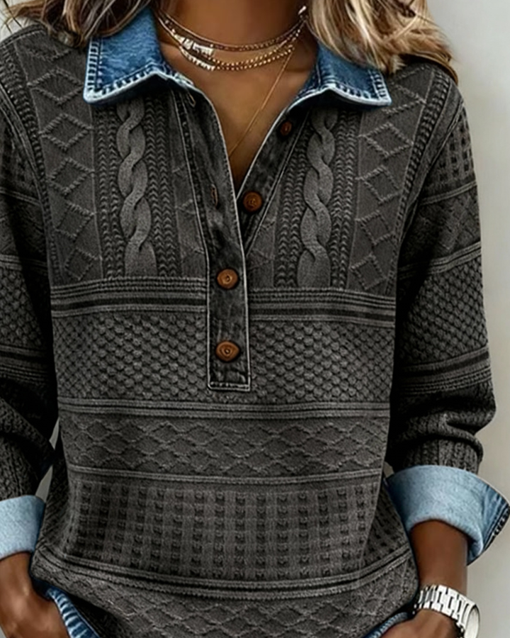 Dolores |Trendy Sweatshirt with Half Button and Collar