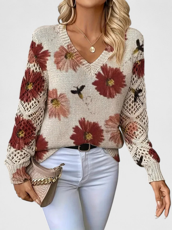 Aurélie | Elegant Floral Knit Sweater