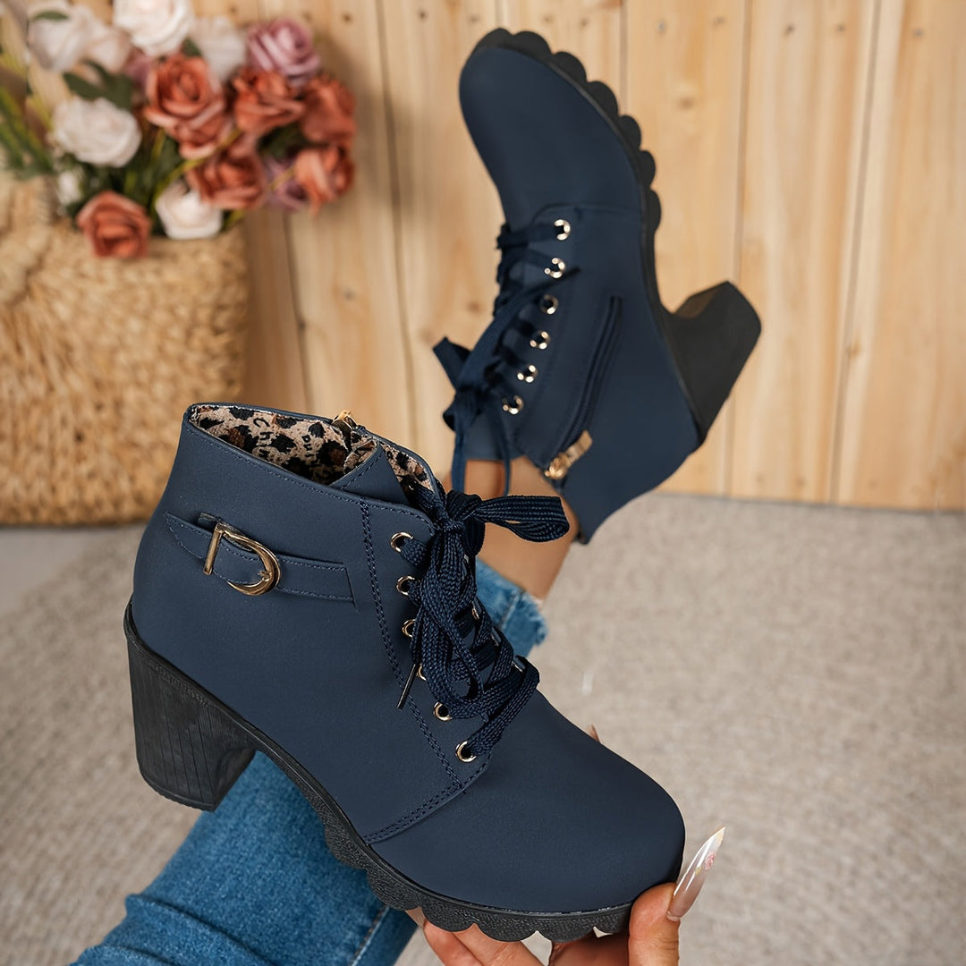 Aria Lace-Up Heel Boots – Bold Comfort with Every Step