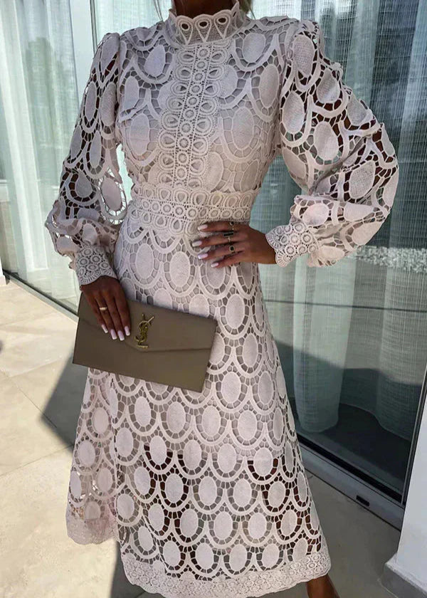 Lennon - Women's Stand Collar Hollow Out Long Dress