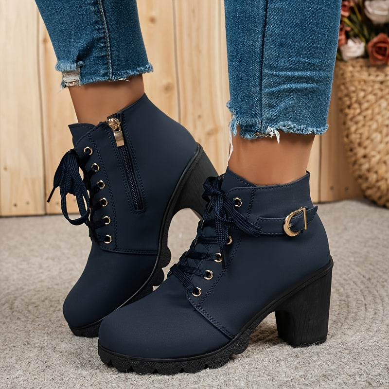 Aria Lace-Up Heel Boots – Bold Comfort with Every Step