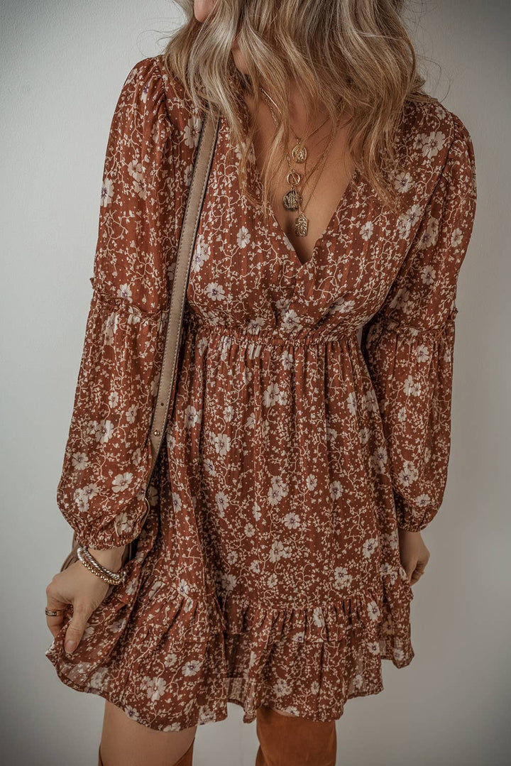 Floral Boho Mini Dress for Women