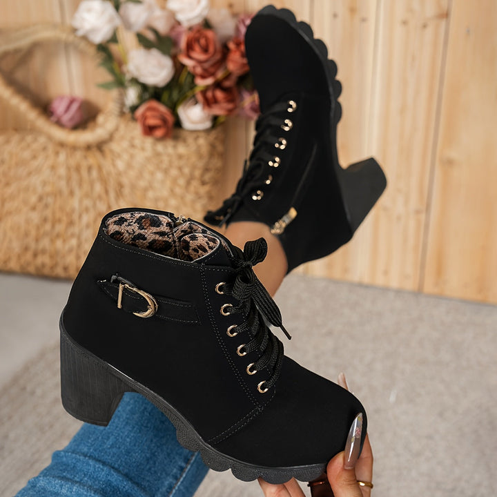 Aria Lace-Up Heel Boots – Bold Comfort with Every Step