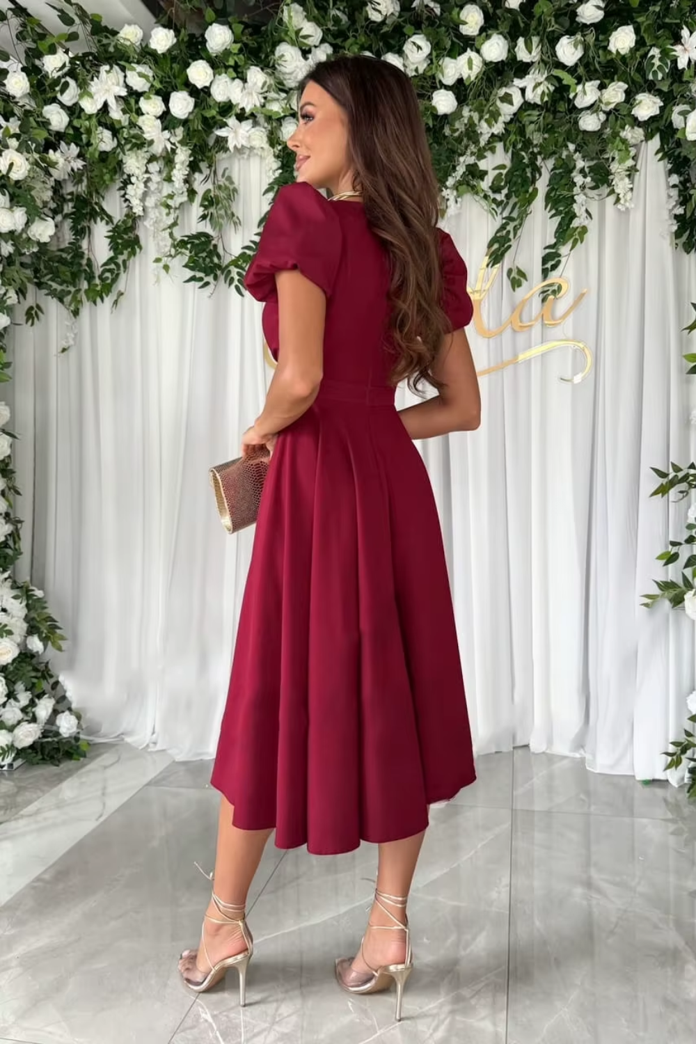 Hayden Anika - Elegant V-Neck Midi Dress