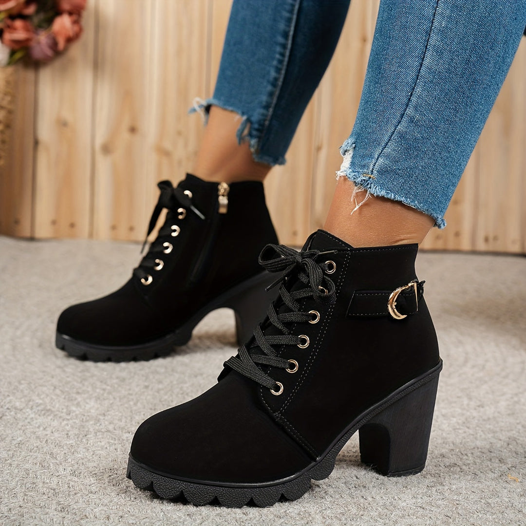 Aria Lace-Up Heel Boots – Bold Comfort with Every Step