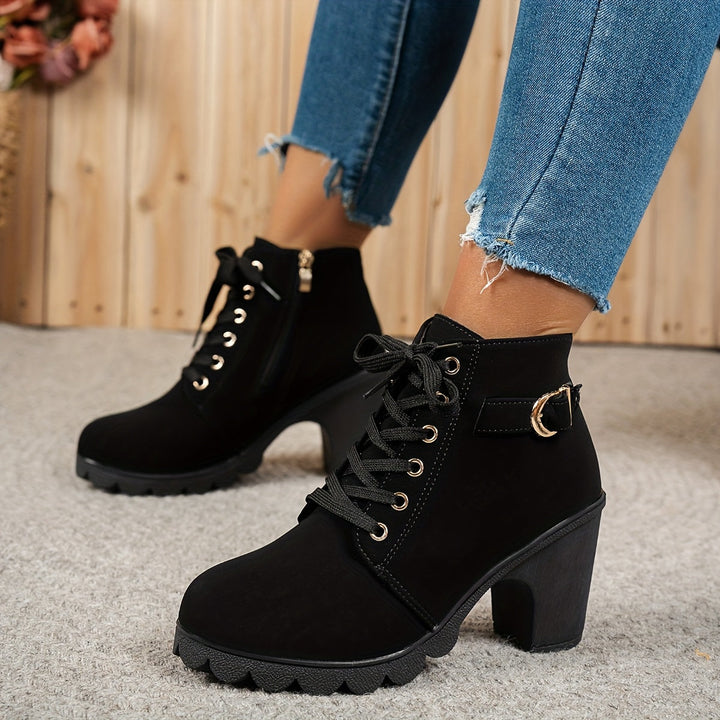 Aria Lace-Up Heel Boots – Bold Comfort with Every Step