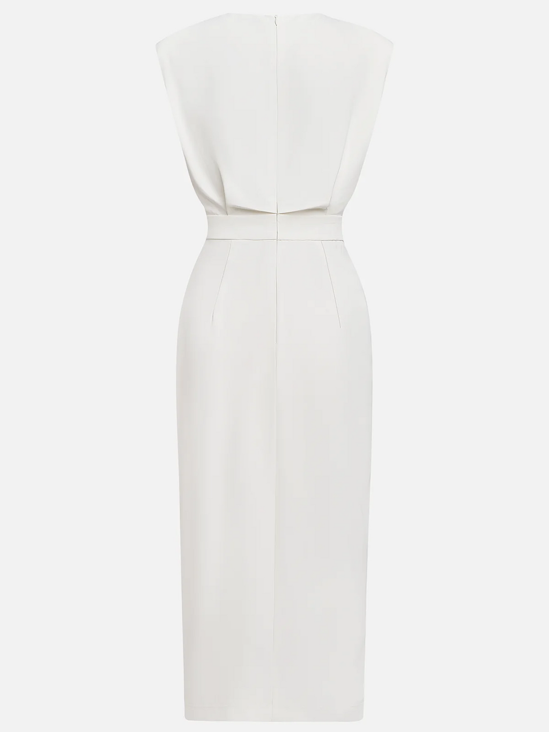 Hayden Marlene™ | Solid Midi Dress with Button Slit and Round Neckline