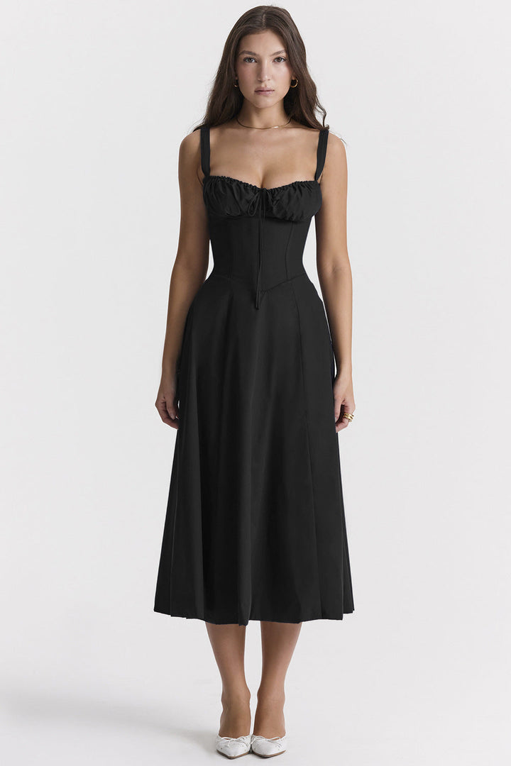 Oakley - Elegant French Style Belted Strap Dress