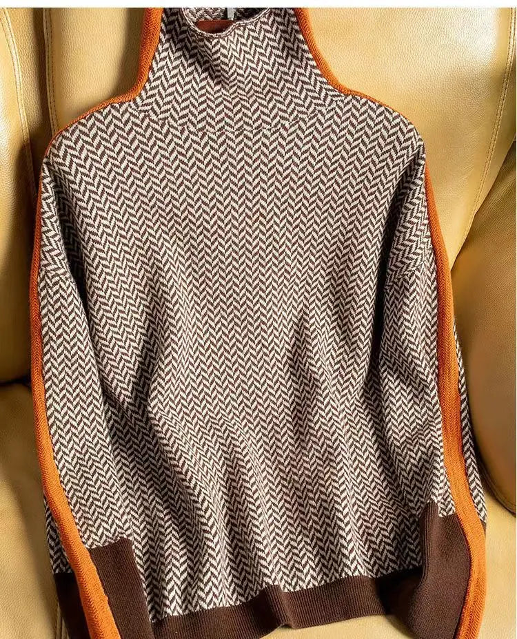 Hayden Elana | Herringbone Luxe Turtleneck