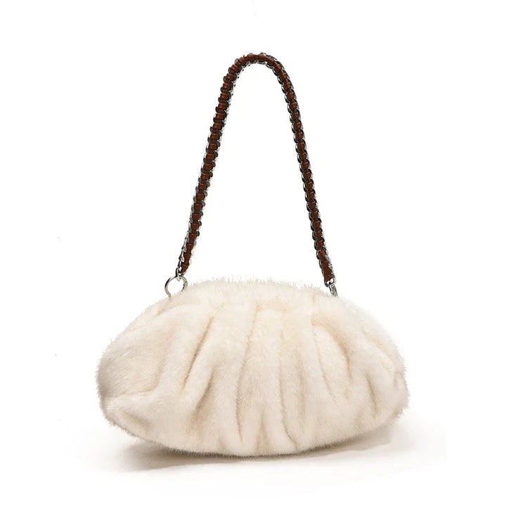 Evelyn | Pleated Faux Fur Shoulder Bag