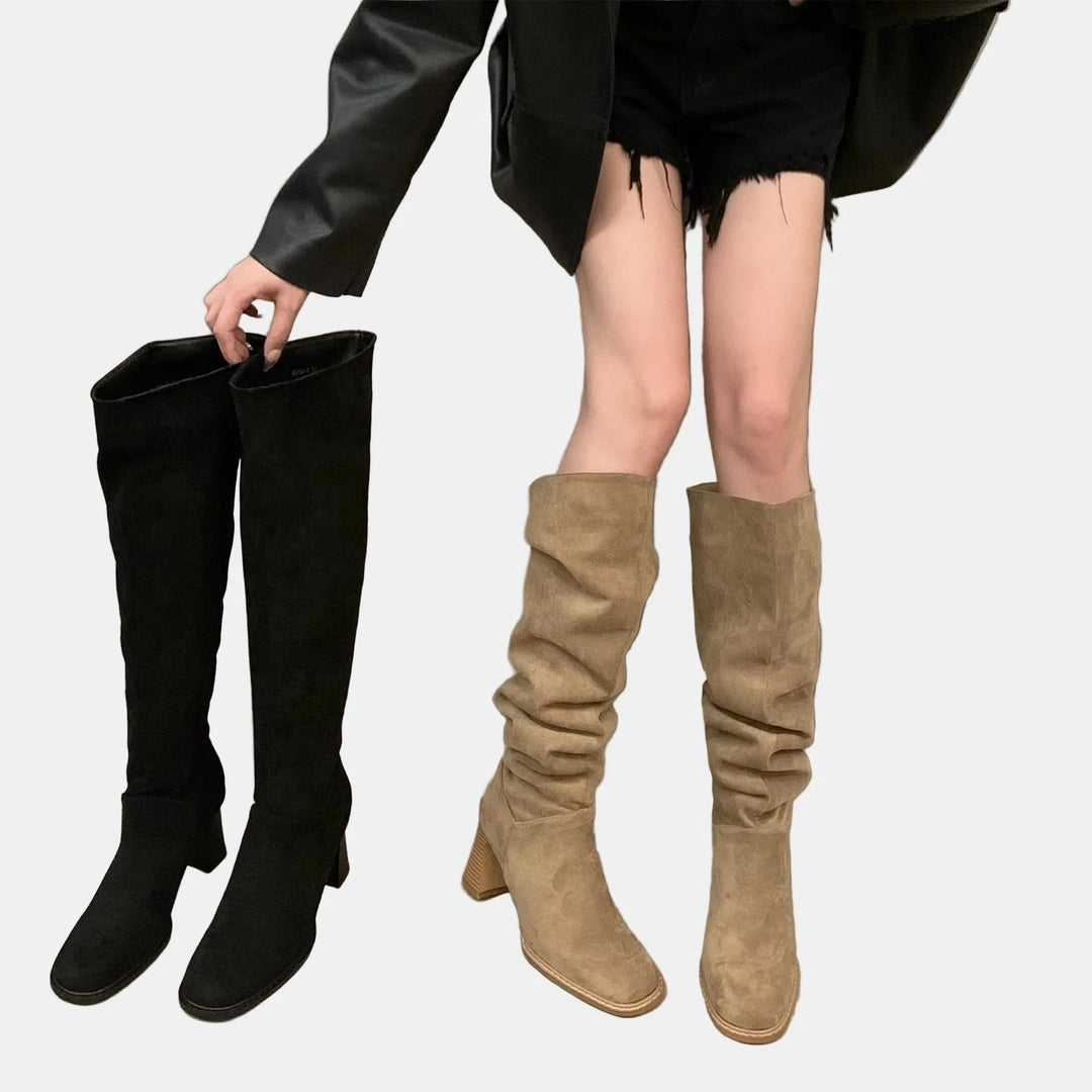 Evie | Pointed-Toe Suede Block Heels