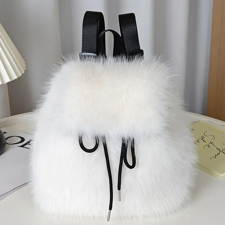 Bernice | Faux Fur Drawstring Backpack