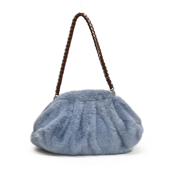 Evelyn | Pleated Faux Fur Shoulder Bag