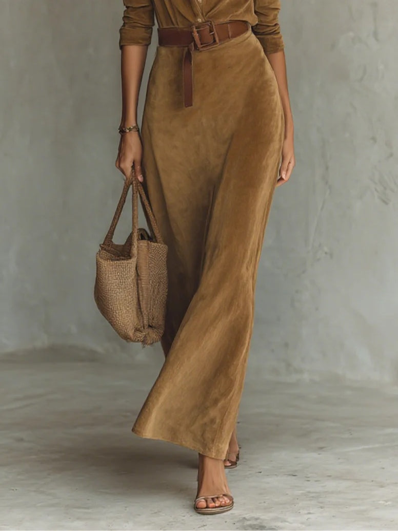 Célianne | Chic Suede Maxi Dress