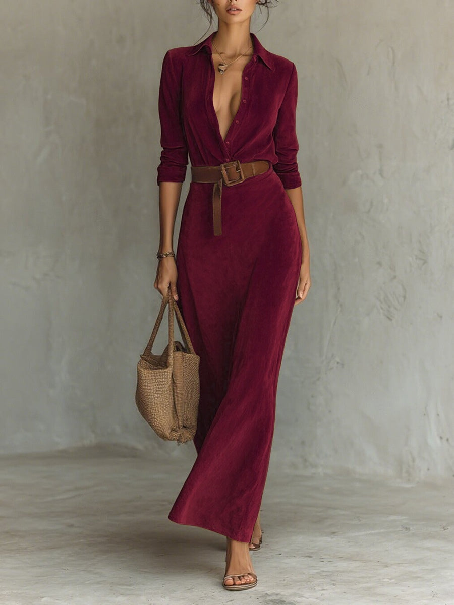 Célianne | Chic Suede Maxi Dress