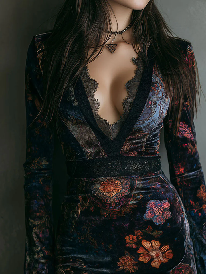 Sofia Floral Velvet Mini Dress