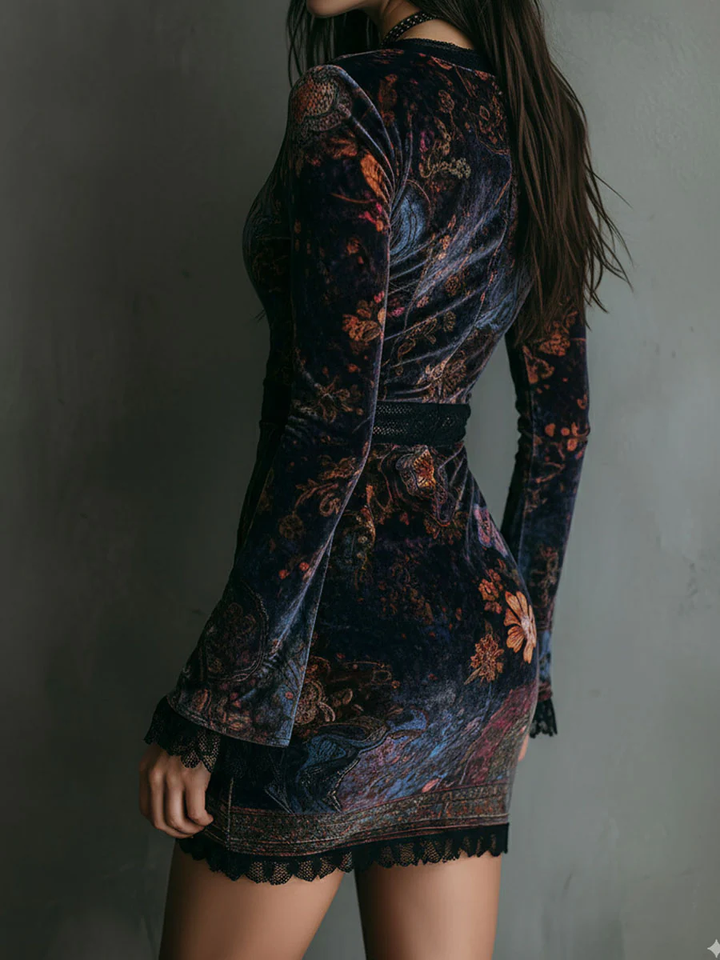 Sofia Floral Velvet Mini Dress