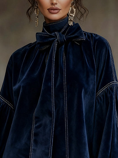 Valentina – Mini Velvet Dress with Bow