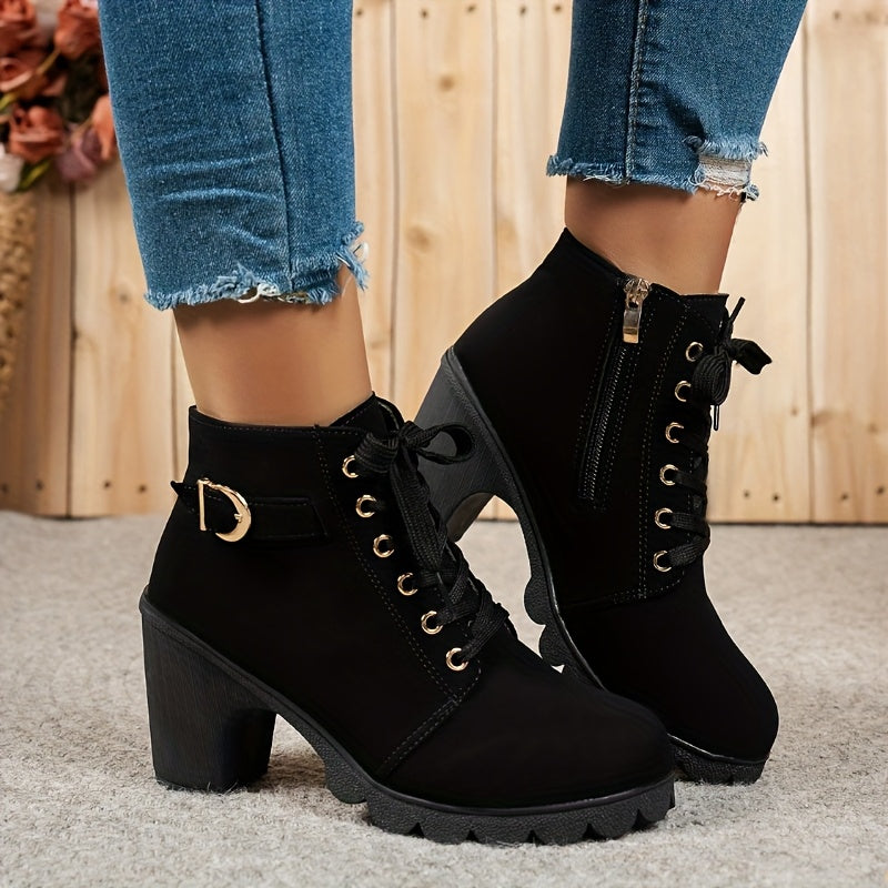 Aria Lace-Up Heel Boots – Bold Comfort with Every Step