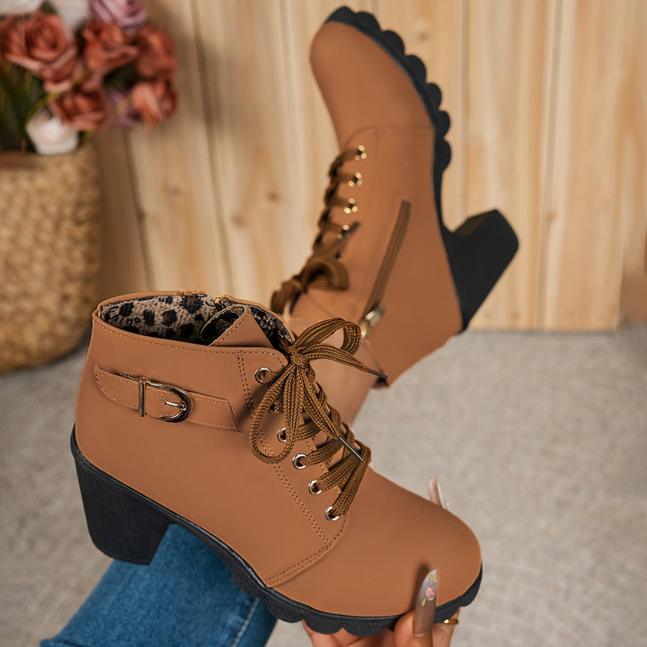 Aria Lace-Up Heel Boots – Bold Comfort with Every Step