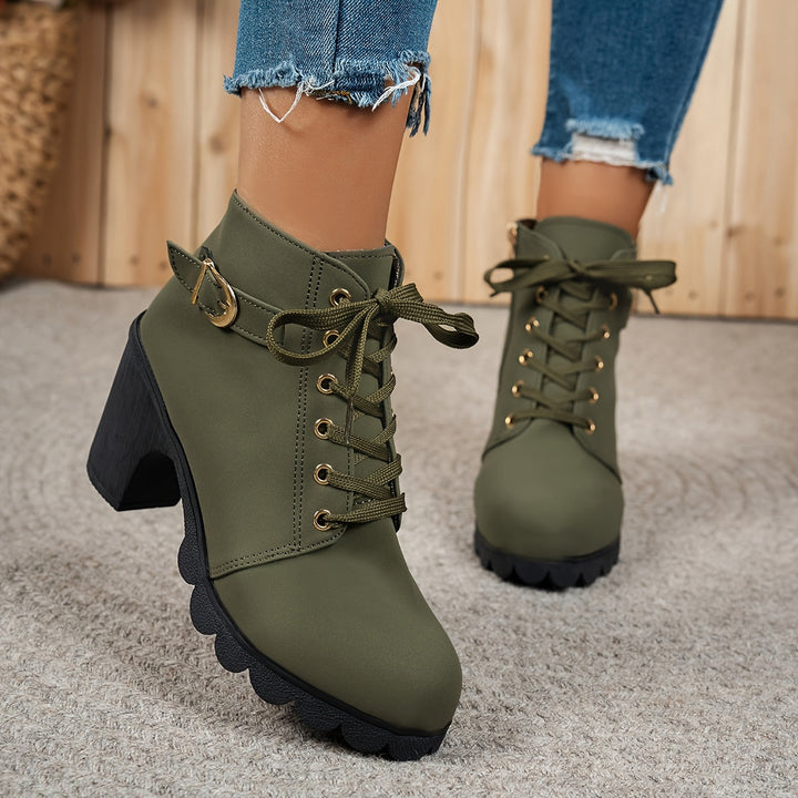 Aria Lace-Up Heel Boots – Bold Comfort with Every Step