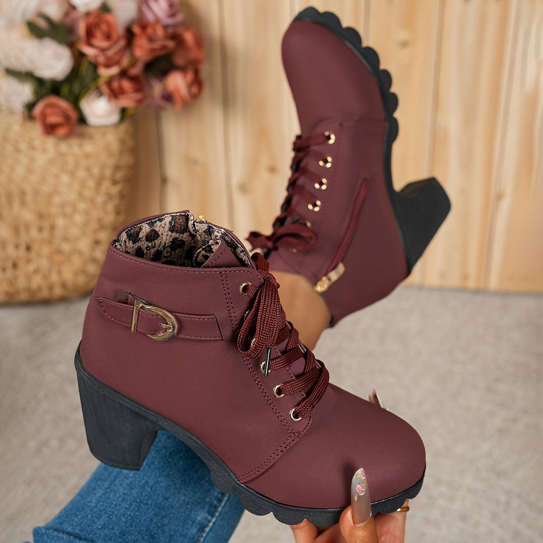 Aria Lace-Up Heel Boots – Bold Comfort with Every Step