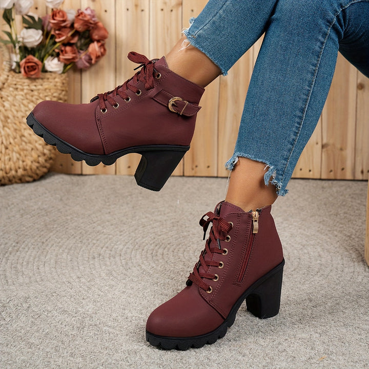 Aria Lace-Up Heel Boots – Bold Comfort with Every Step