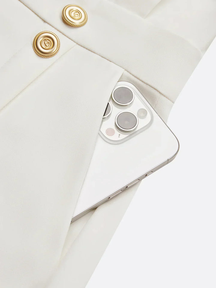 Hayden Marlene™ | Solid Midi Dress with Button Slit and Round Neckline