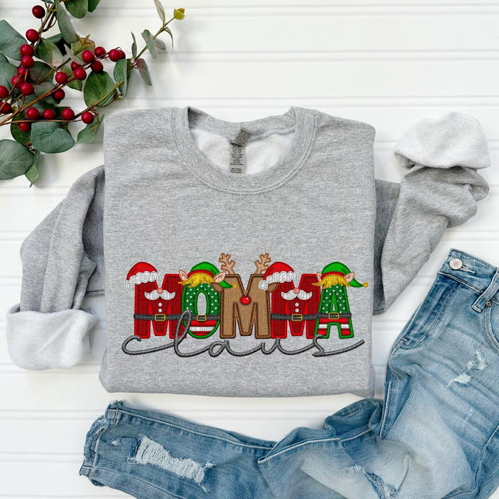 Custom Family Christmas Claus Personalized Sweatshirt with Name on Sleeve