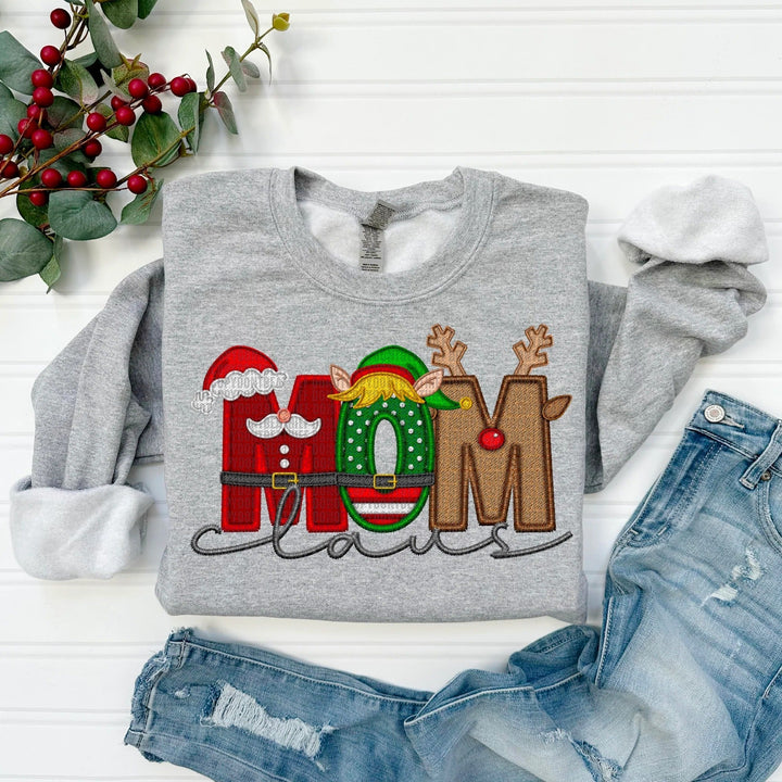 Custom Family Christmas Claus Personalized Sweatshirt with Name on Sleeve