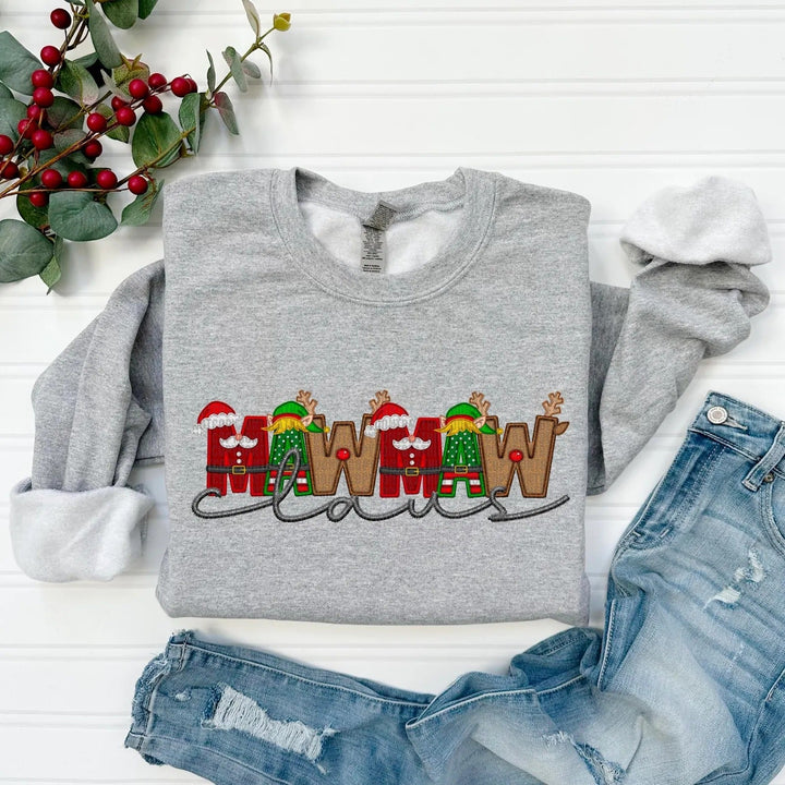 Custom Family Christmas Claus Personalized Sweatshirt with Name on Sleeve