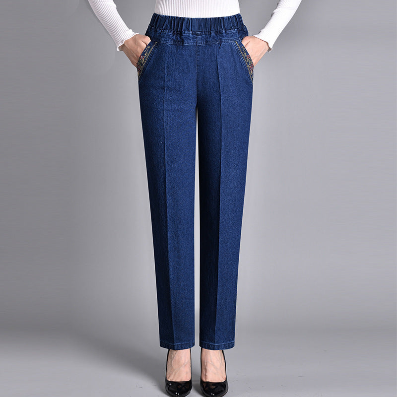 Laluna® | Women's jeans with side pockets and elastic waist